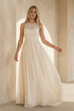 Elegant Bohemian Sleeveless Long A Line Chiffon Wedding Dresses