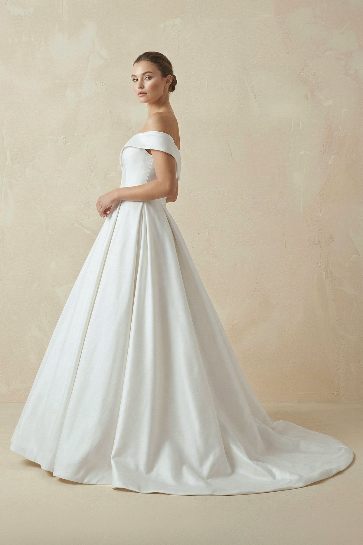 Ball Gown Satin Sweep Train White Wedding Dress with Sleeveless