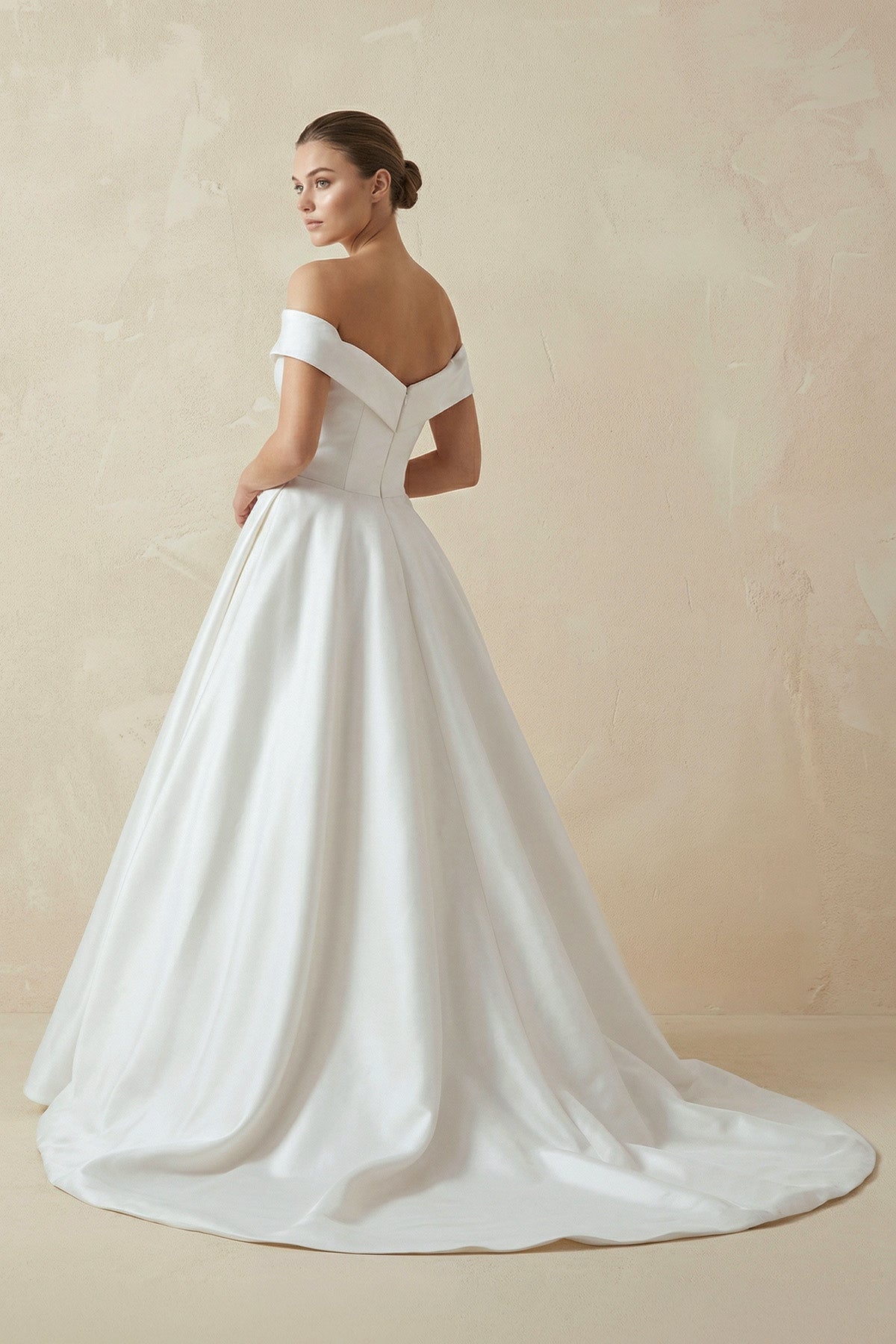 Ball Gown Satin Sweep Train White Wedding Dress with Sleeveless