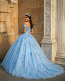 Quinceanera Dress Elegant Sweetheart Off-the-shoulder Appliques Ball Gown