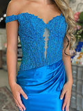 Yellow Off The Shoulder Bodycon Satin Pleated Homecoming Dresses With Appliques