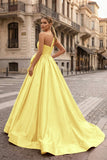 One Shoulder Satin A Line Prom Dress With Bow