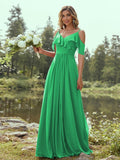 A-Line/Princess Chiffon Ruffles V-neck Sleeveless Floor-Length Bridesmaid Dresses Evening Prom Dress