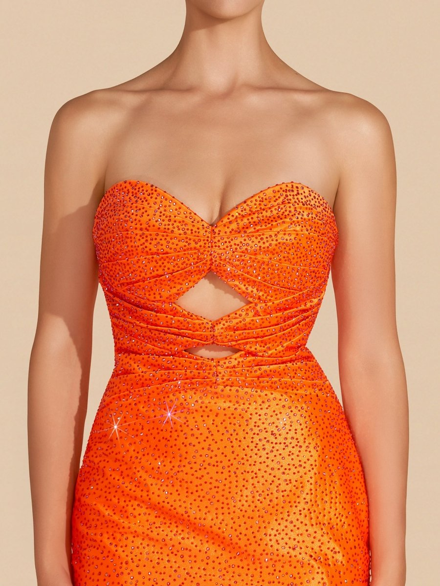 Bright Orange - Sheath Sweetheart Sequined Cut Out Short Homecoming & Cocktail Dresses