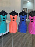 Orange Sheath Sweetheart Sequined Cut Out Short Homecoming & Cocktail Dresses