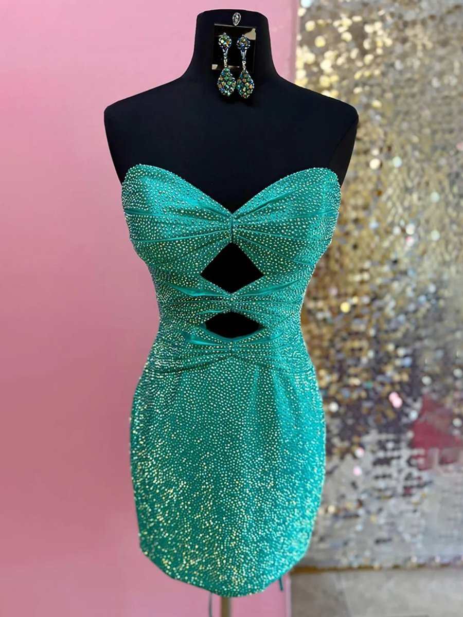 Orange Sheath Sweetheart Sequined Cut Out Short Homecoming & Cocktail Dresses