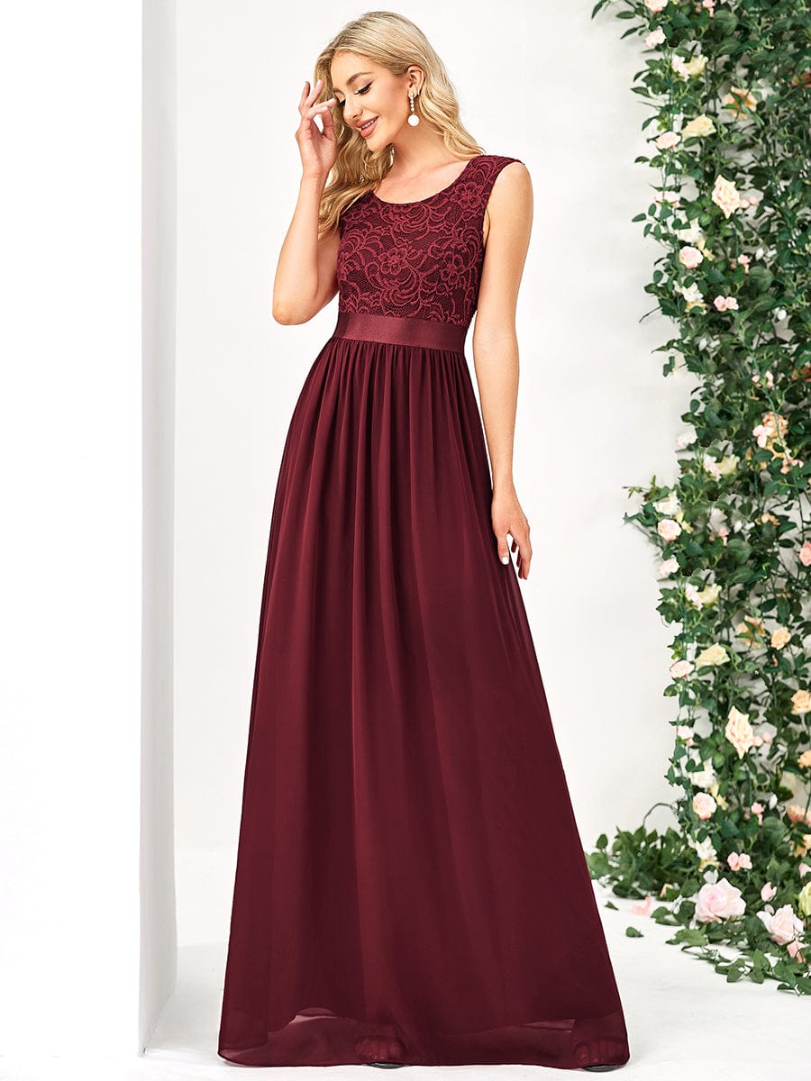 Vestido clásico de dama de honor con escote redondo y espalda en V, corpiño de encaje, vestidos formales de noche, vestidos de fiesta