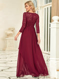 Classic Floral Lace Mother Dress with Long Sleeve Formal Evening Dresses
