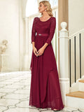 Classic Floral Lace Mother Dress with Long Sleeve Formal Evening Dresses