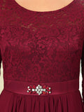 Classic Floral Lace Mother Dress with Long Sleeve Formal Evening Dresses
