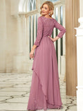 Classic Floral Lace Mother Dress with Long Sleeve Formal Evening Dresses