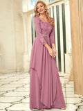 Classic Floral Lace Mother Dress with Long Sleeve Formal Evening Dresses