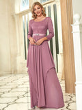 Classic Floral Lace Mother Dress with Long Sleeve Formal Evening Dresses