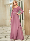Classic Floral Lace Mother Dress with Long Sleeve Formal Evening Dresses