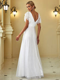 Elegantes Maxi-Brautkleid aus Spitze mit Rüschenärmeln
