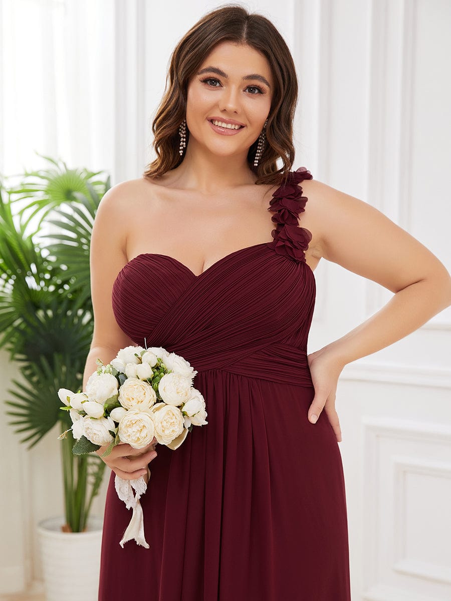 Plus Size One Shoulder Long Chiffon Bridesmaid Dress Formal Evening Dresses Gowns