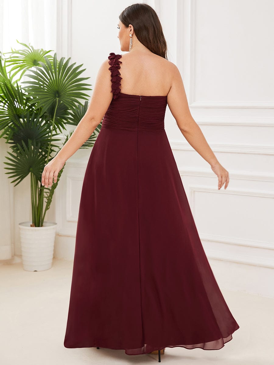 Plus Size One Shoulder Long Chiffon Bridesmaid Dress Formal Evening Dresses Gowns