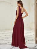 Pleated One Shoulder Long Chiffon Formal Evening Dress Women's Bridesmaid Dresses