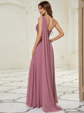 Pleated One Shoulder Long Chiffon Formal Evening Dress Women's Bridesmaid Dresses