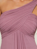 Pleated One Shoulder Long Chiffon Formal Evening Dress Women's Bridesmaid Dresses