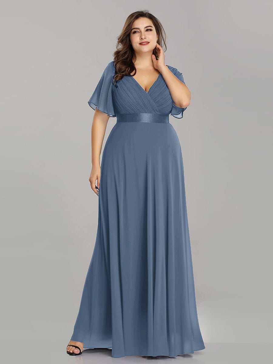 Custom Size Flutter Sleeves Chiffon Empire Waist Bridesmaid Dress Evening Mother of the Bride Dresses