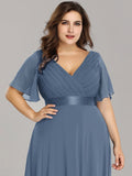 Custom Size Flutter Sleeves Chiffon Empire Waist Bridesmaid Dress Evening Mother of the Bride Dresses