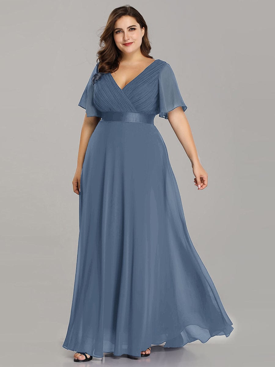 Custom Size Flutter Sleeves Chiffon Empire Waist Bridesmaid Dress Evening Mother of the Bride Dresses