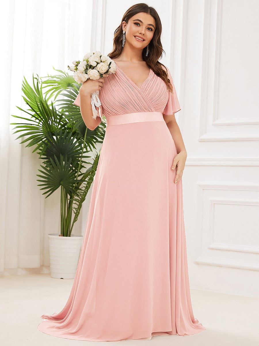 Custom Size Flutter Sleeves Chiffon Empire Waist Bridesmaid Dress Evening Mother of the Bride Dresses