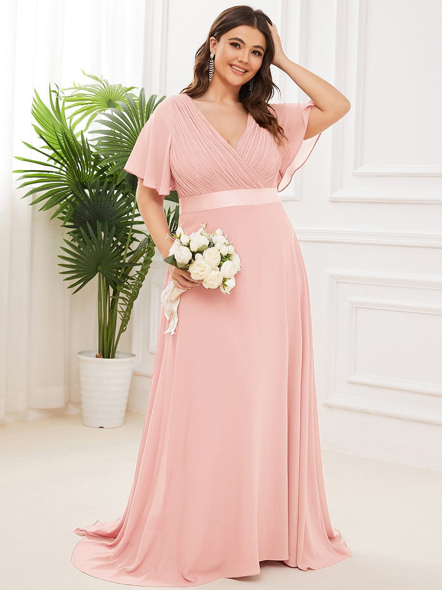 Custom Size Flutter Sleeves Chiffon Empire Waist Bridesmaid Dress Evening Mother of the Bride Dresses