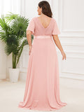 Custom Size Flutter Sleeves Chiffon Empire Waist Bridesmaid Dress Evening Mother of the Bride Dresses