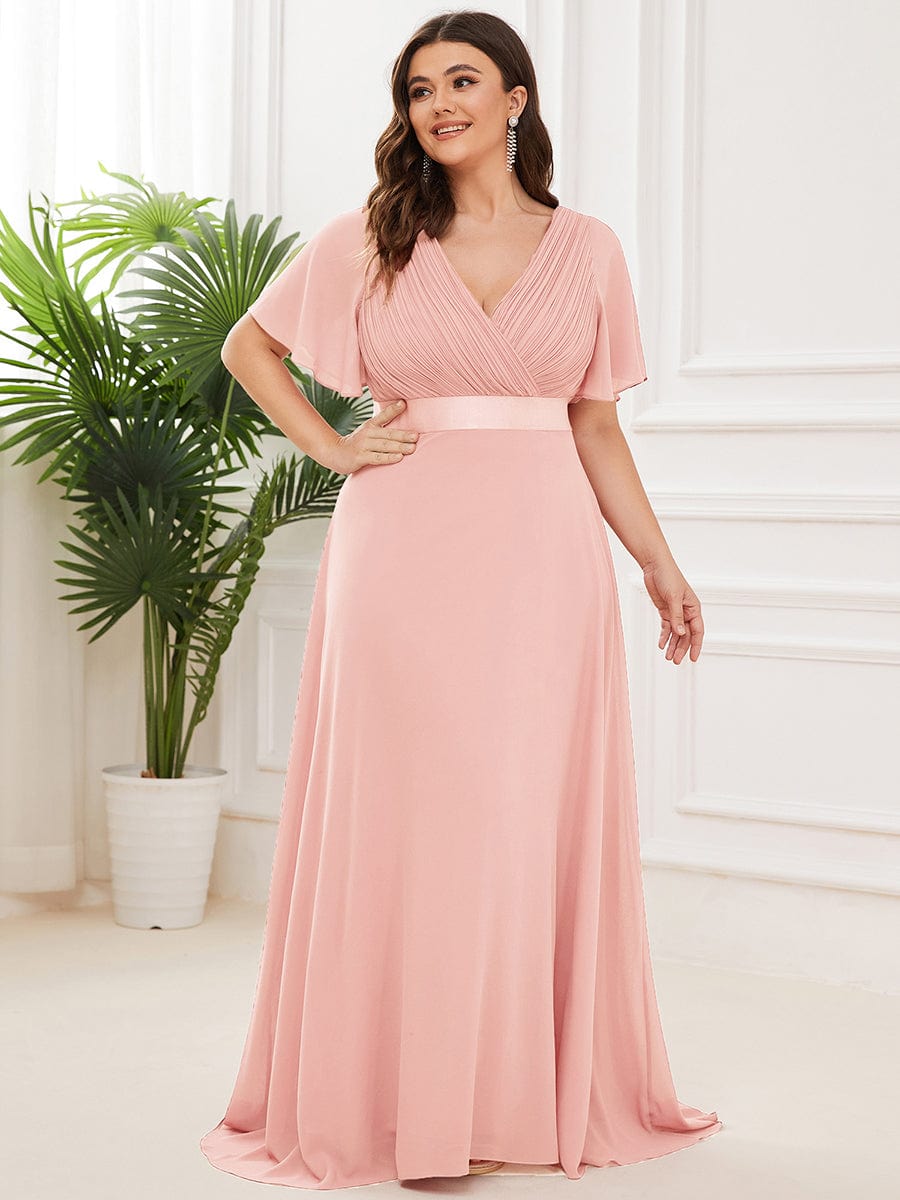 Custom Size Flutter Sleeves Chiffon Empire Waist Bridesmaid Dress Evening Mother of the Bride Dresses