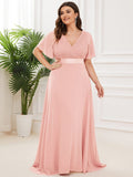Custom Size Flutter Sleeves Chiffon Empire Waist Bridesmaid Dress Evening Mother of the Bride Dresses