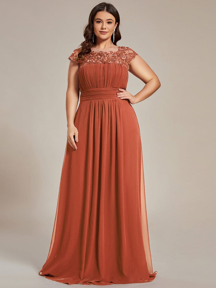 Elegantes bodenlanges Brautjungfernkleid mit Flügelärmeln aus Spitze