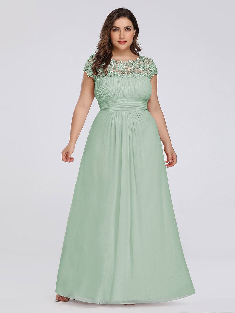 Klassisches Maxikleid mit langen Spitzenärmeln und Flügelärmeln für Brautjungfern, formelle Abend- und Partykleider für Damen