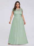 Klassisches Maxikleid mit langen Spitzenärmeln und Flügelärmeln für Brautjungfern, formelle Abend- und Partykleider für Damen