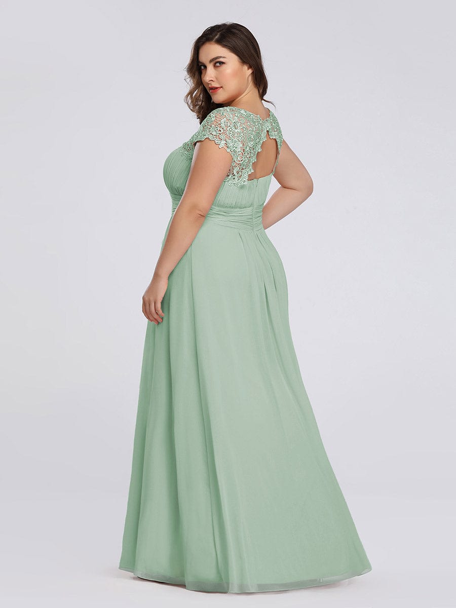 Klassisches Maxikleid mit langen Spitzenärmeln und Flügelärmeln für Brautjungfern, formelle Abend- und Partykleider für Damen