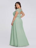 Klassisches Maxikleid mit langen Spitzenärmeln und Flügelärmeln für Brautjungfern, formelle Abend- und Partykleider für Damen