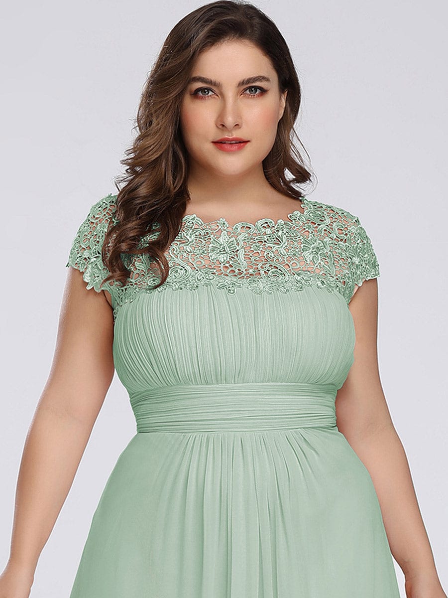 Klassisches Maxikleid mit langen Spitzenärmeln und Flügelärmeln für Brautjungfern, formelle Abend- und Partykleider für Damen