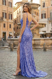 Sparkly Black Mermaid Sequins Long Prom Dress with Slit