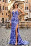 Sparkly Black Mermaid Sequins Long Prom Dress with Slit
