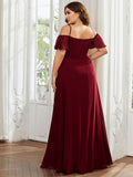 Plus Size Cold Shoulder Formal Bridesmaid Dress with Side Slit Formal Evening Dresses