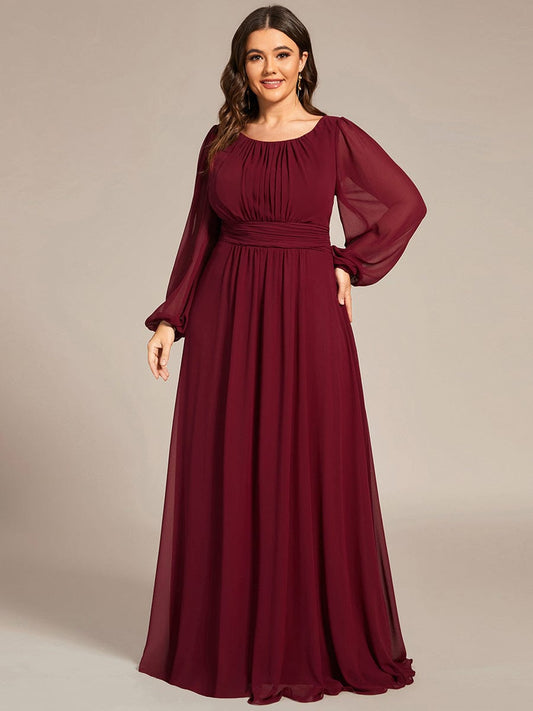 Custom Size See-Through Puff Sleeve Chiffon Bridesmaid Dress Formal Evening Dresses Mother of the Bride Gowns