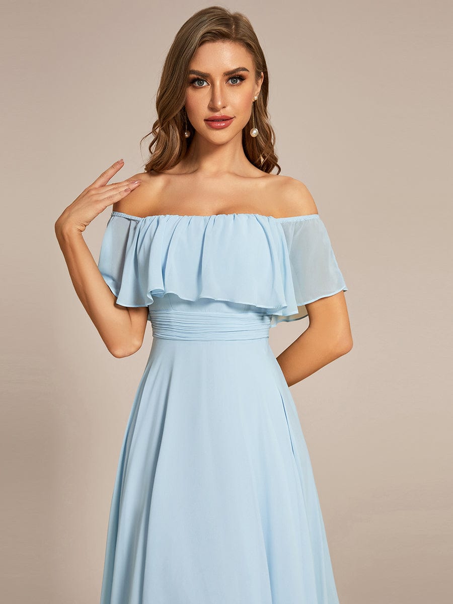 Elegant Chiffon High-Low Off The Shoulder Bridesmaid Dress Prom Evening dresses