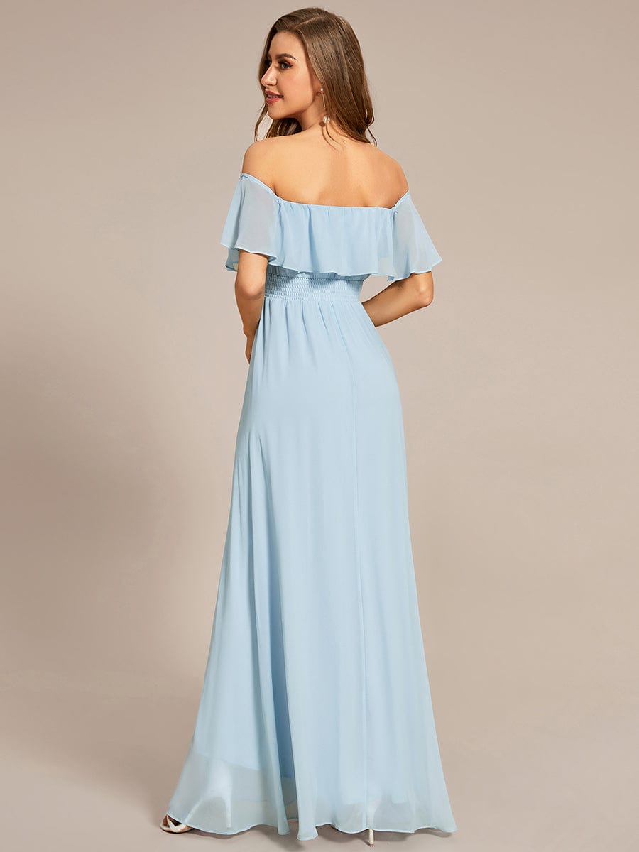 Elegant Chiffon High-Low Off The Shoulder Bridesmaid Dress Prom Evening dresses