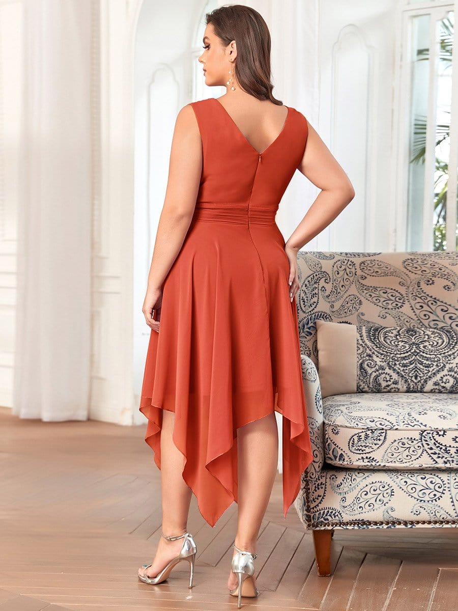 Custom Size Chiffon Double V Neck Asymmetrical Hem Dress Junior Bridesmaid Dresses Party Gowns