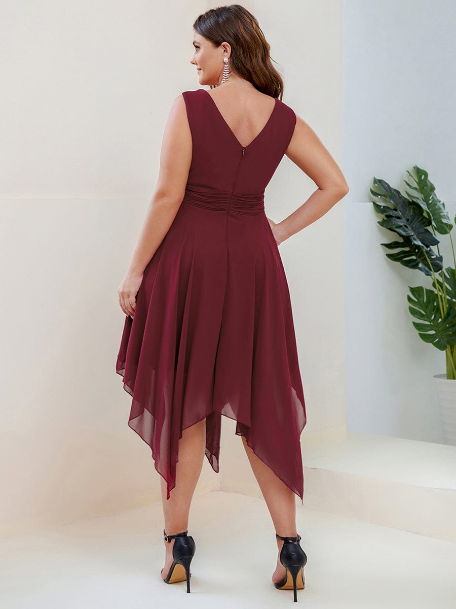 Custom Size Chiffon Double V Neck Asymmetrical Hem Dress Junior Bridesmaid Dresses Party Gowns