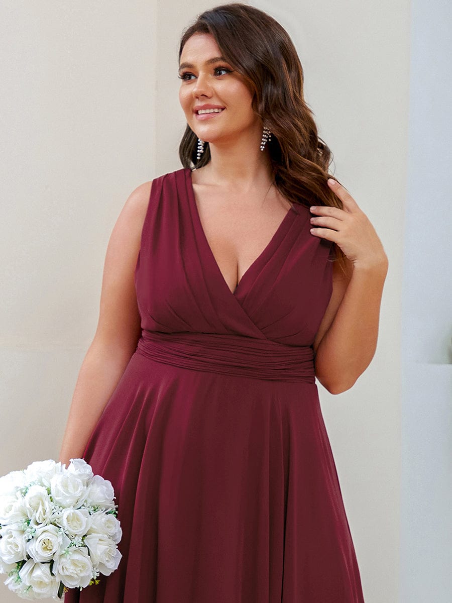 Custom Size Chiffon Double V Neck Asymmetrical Hem Dress Junior Bridesmaid Dresses Party Gowns