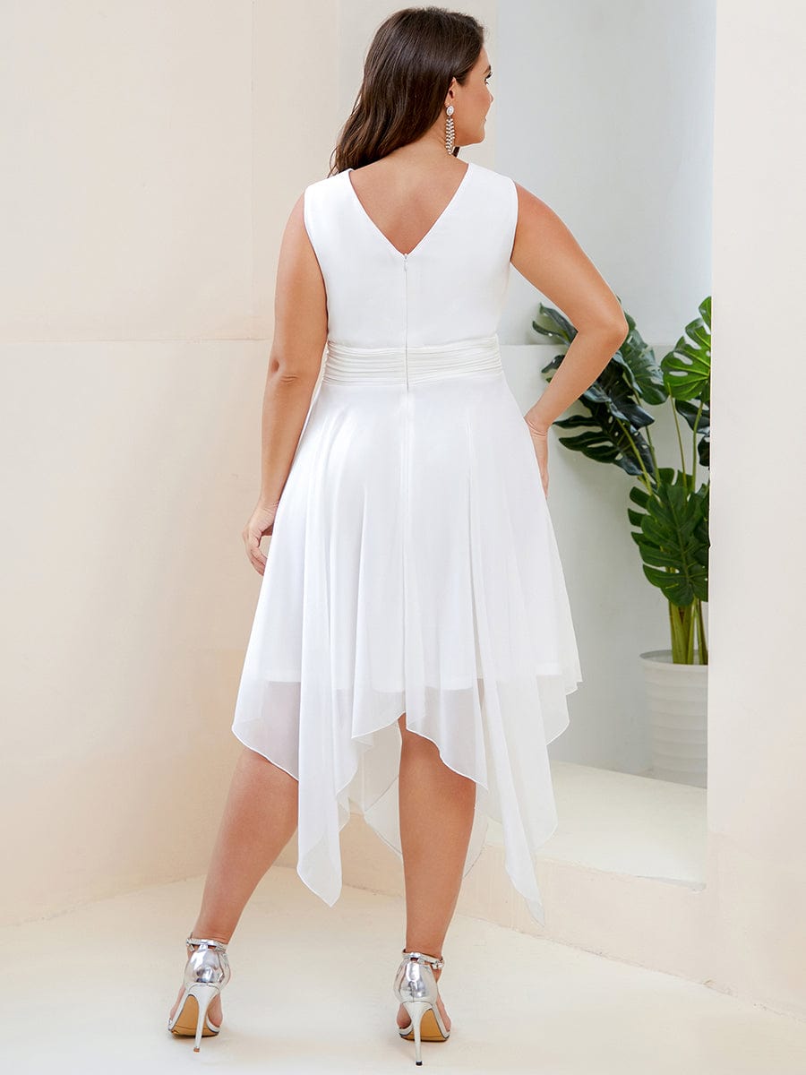 Custom Size Chiffon Double V Neck Asymmetrical Hem Dress Junior Bridesmaid Dresses Party Gowns
