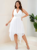 Custom Size Chiffon Double V Neck Asymmetrical Hem Dress Junior Bridesmaid Dresses Party Gowns
