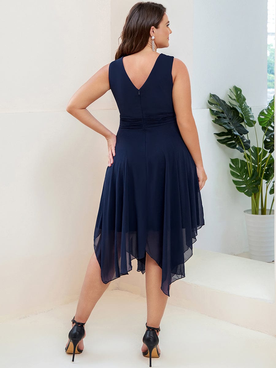 Custom Size Chiffon Double V Neck Asymmetrical Hem Dress Junior Bridesmaid Dresses Party Gowns
